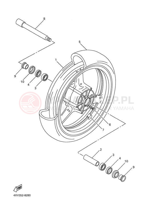 Schemat "Koło przód" do Yamaha R1 YZFR1M/YZFR1MC