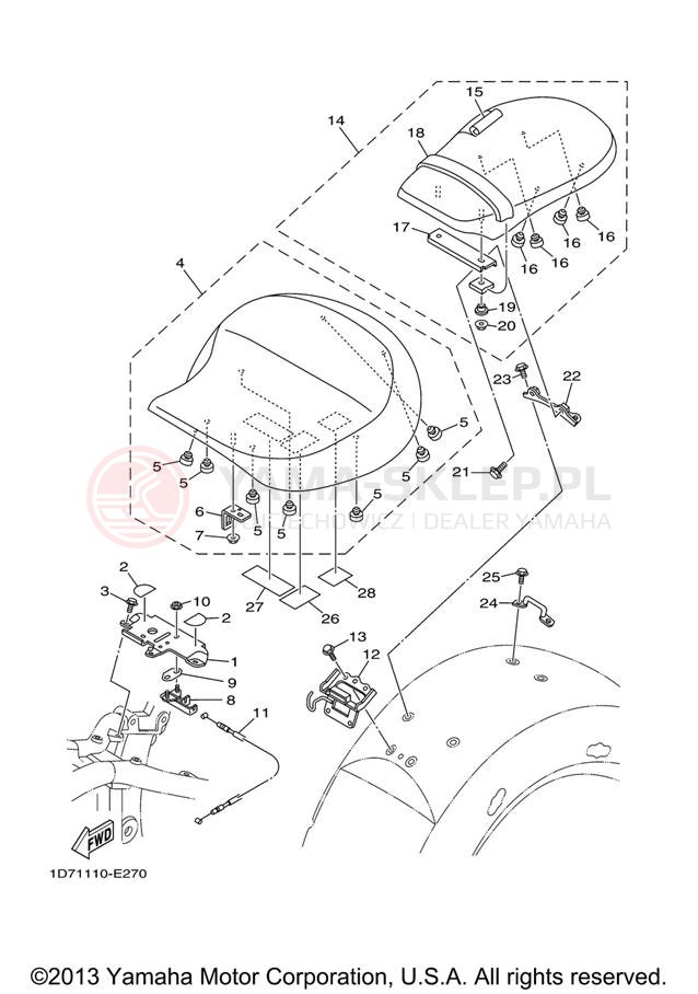 Schemat "siedzenie" do Yamaha STRATOLINER XV19CTV/XV19CTVC