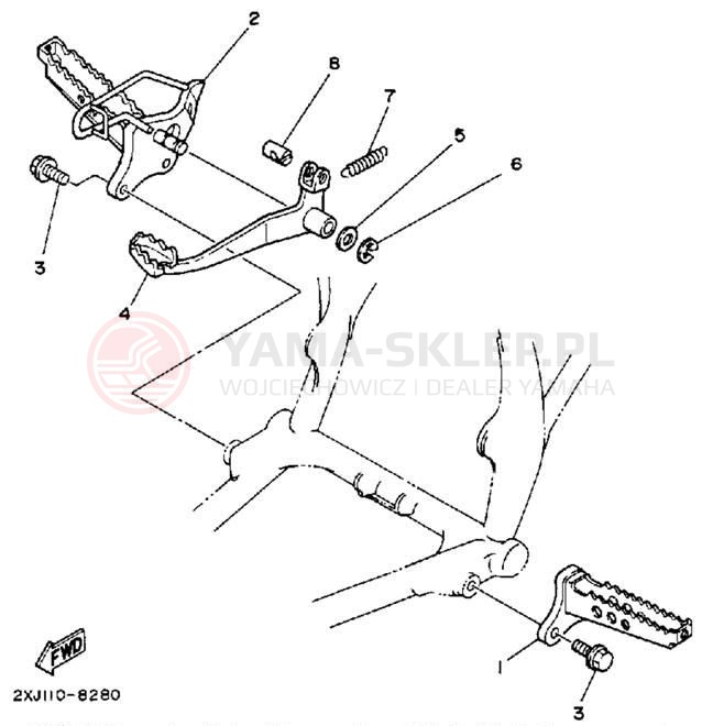 Schemat "Stopka postojowa i podnóżki" do Yamaha BLASTER YFS200W