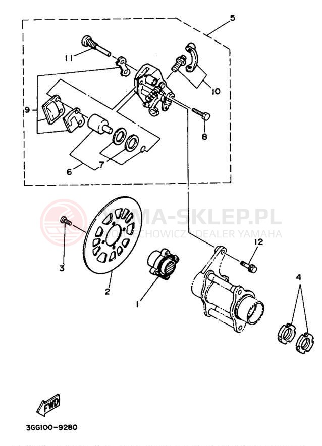 Schemat "Zacisk hamulcowy tylny" do Yamaha BANSHEE YFZ350G_MN