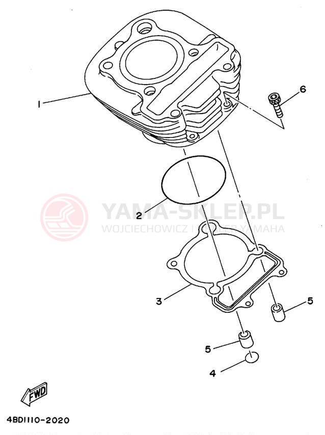 Schemat "cylinder" do Yamaha TIMBERWOLF 2WD YFB250G