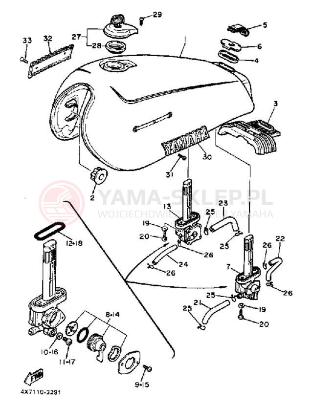 Schemat "zbiornik paliwa" do Yamaha VIRAGO 750 XV750K
