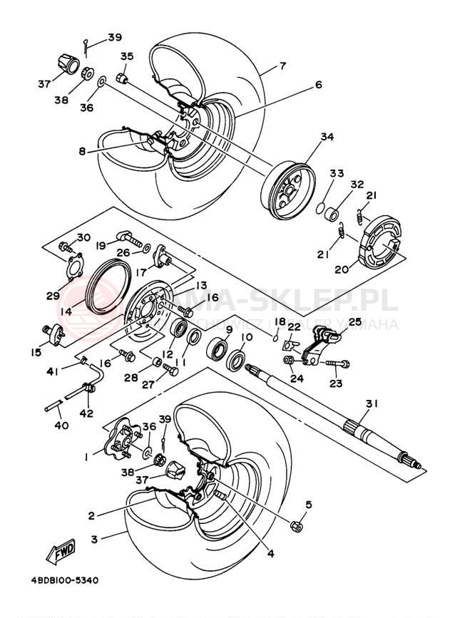 Schemat "Koło tył" do Yamaha TIMBERWOLF 2WD YFB250UJ_M