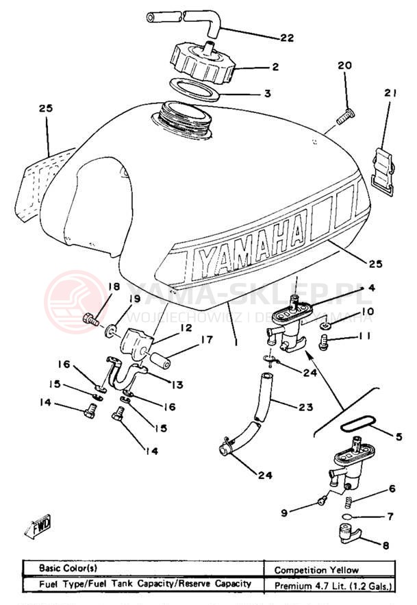 Schemat "zbiornik paliwa" do Yamaha YZ80H