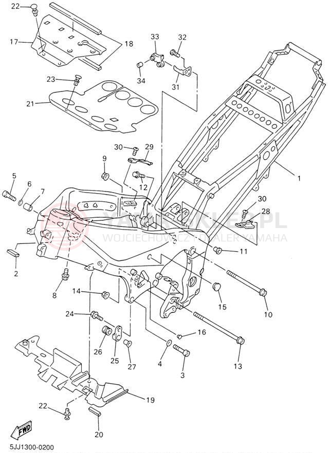 Schemat "rama" do Yamaha YZFR1 YZFR1SN/YZFR1SNC