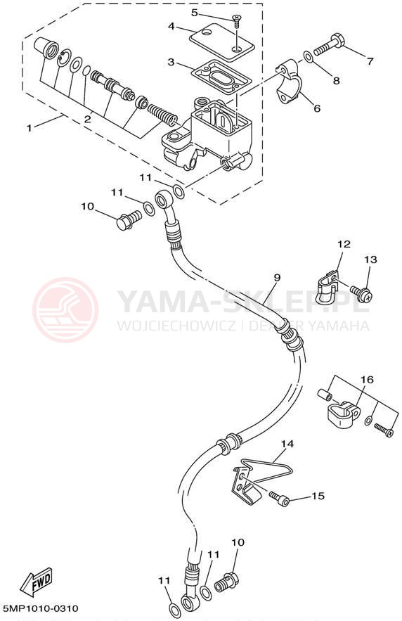 Schemat "Pompa hamulcowa przednia" do Yamaha XT225 XT225N/XT225NC