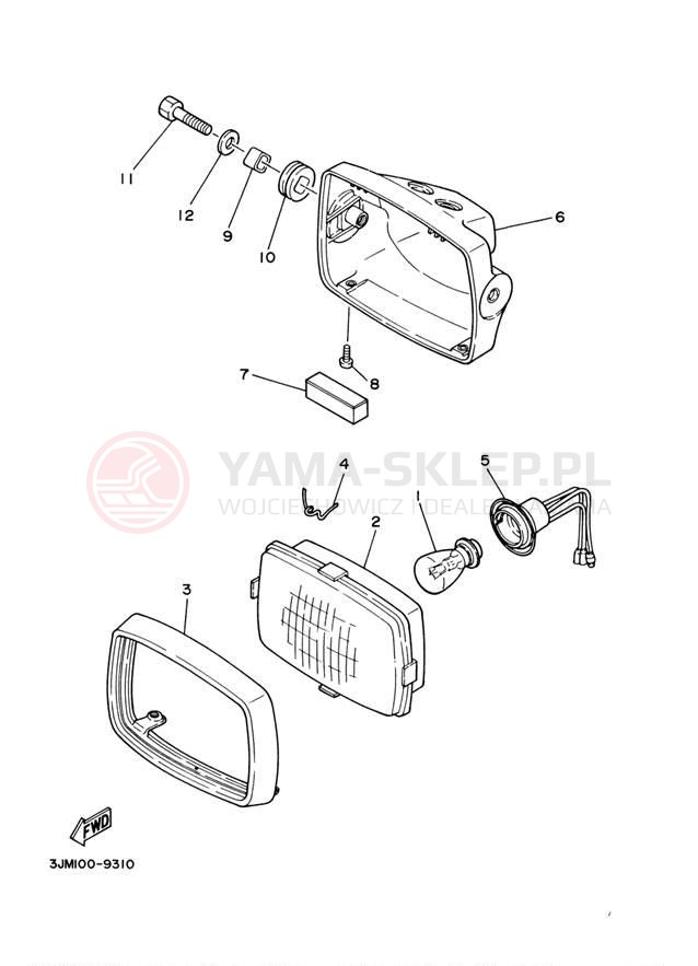 Schemat "Lampa przód" do Yamaha BLASTER YFS200M