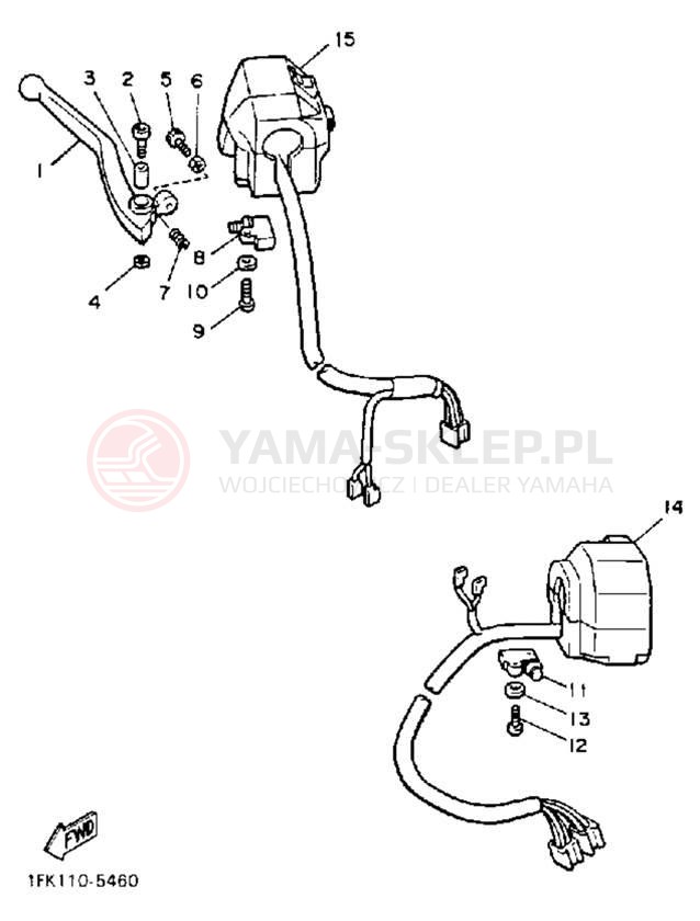 Schemat "Kierownica i osprzęt" do Yamaha V-MAX 1200 VMX12SC/VMX12S