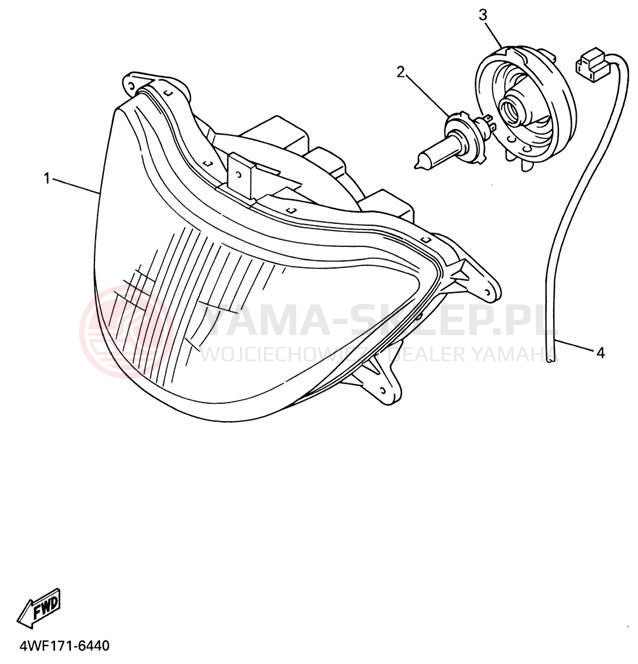 Schemat "Lampa przód" do Yamaha YZF600R YZF600RRC/YZF600RR