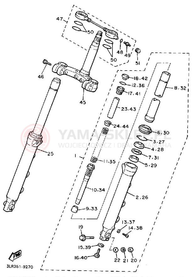 Schemat "Amortyzatory przód" do Yamaha V-MAX 1200 VMX12W/VMX12WC