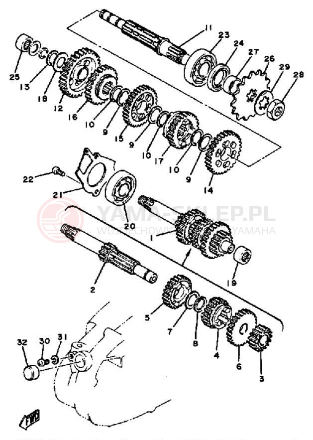 Schemat "Skrzynia biegów " do Yamaha DT100J