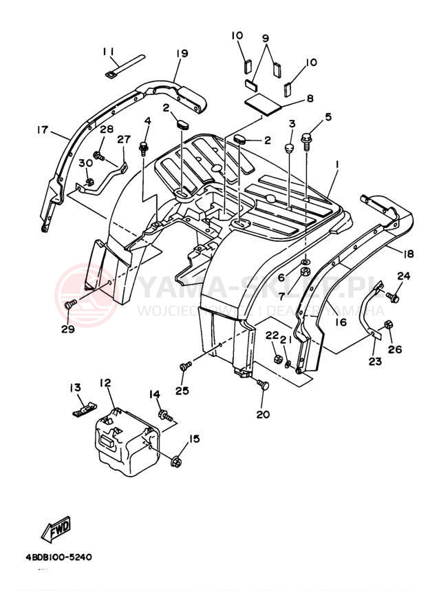 Schemat "Tylny błotnik" do Yamaha TIMBERWOLF 4WD YFB250FWK