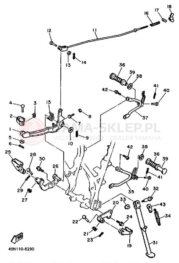 Schemat "Stopka postojowa i podnóżki" do Yamaha XT600TC/XT600T