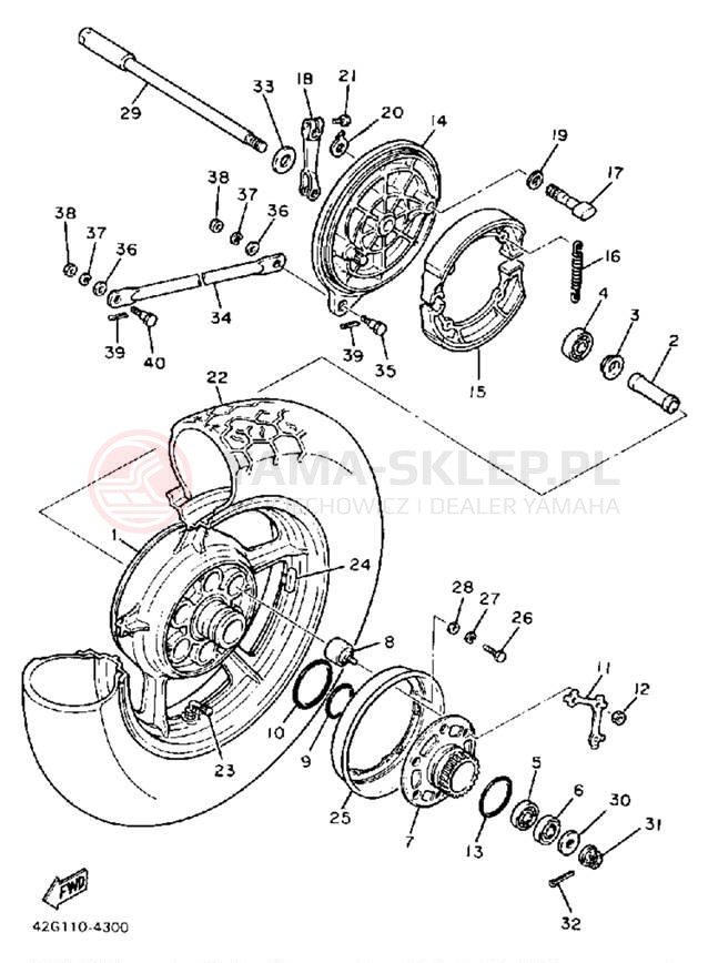 Schemat "Koło tył" do Yamaha VIRAGO 1100 XV1100TC/XV1100T