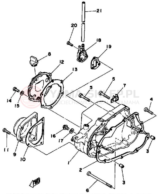 Schemat "Pokrywa silnika" do Yamaha YT175J