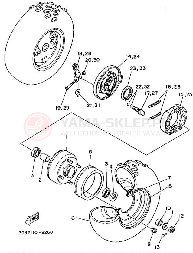 Schemat "Koło przód" do Yamaha CHAMP YFM100A