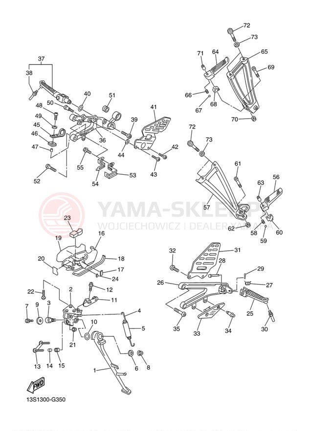 Schemat "Stopka postojowa i podnóżki" do Yamaha YZFR6 YZFR6YCO/YZFR6YO
