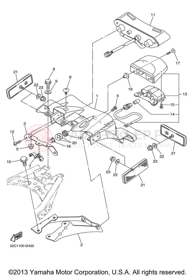 Schemat "lampa tył" do Yamaha WR250X WR25XXL/WR25XXCL