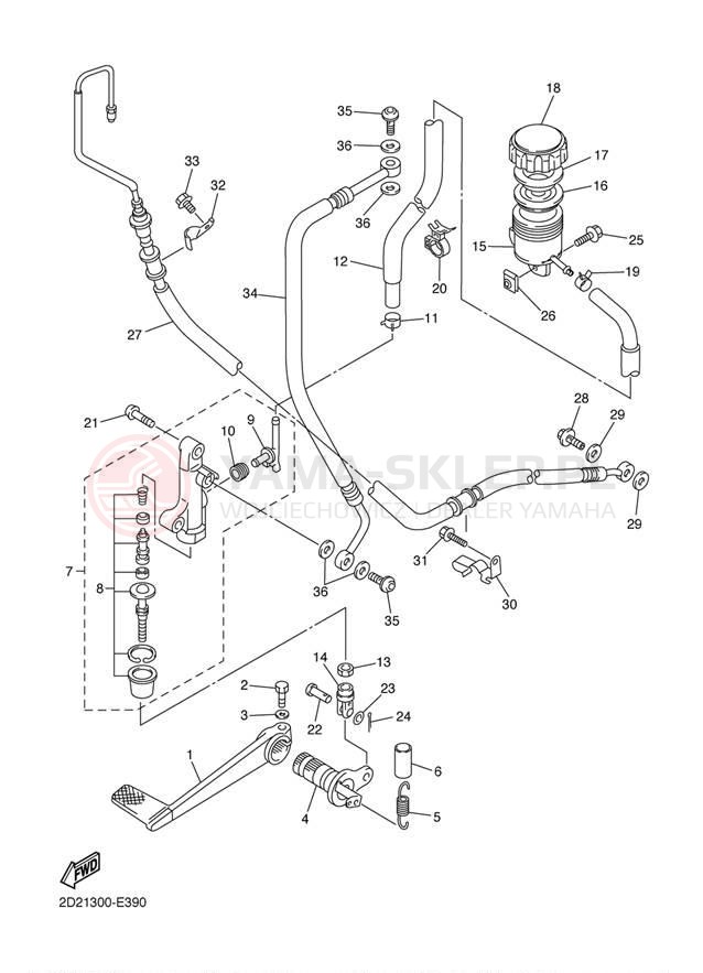 Schemat "Pompa hamulcowa tył" do Yamaha FJR1300AE FJR13AEW/FJR13AEWC