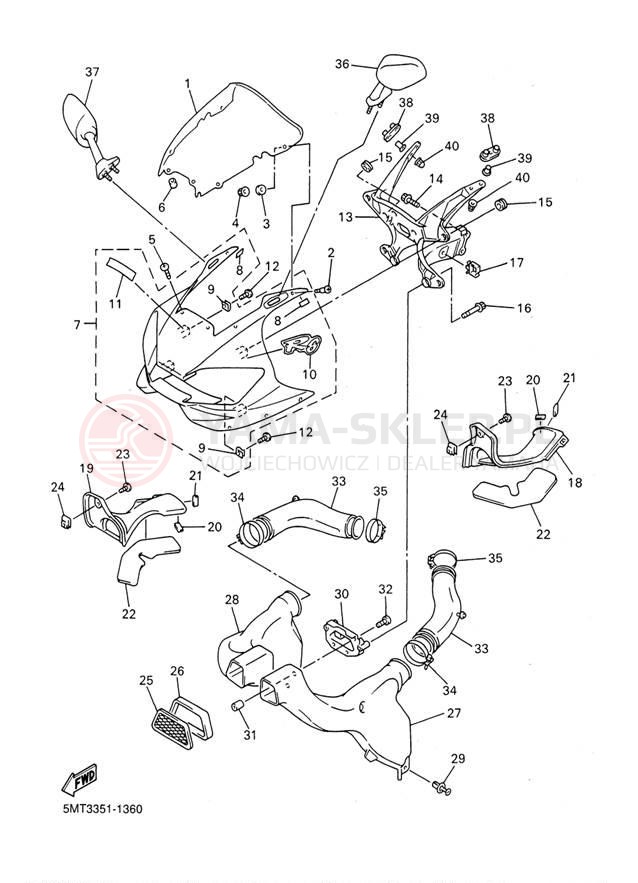 Schemat "elementy nadwozia" do Yamaha YZFR6 YZFR6P/YZFR6PC