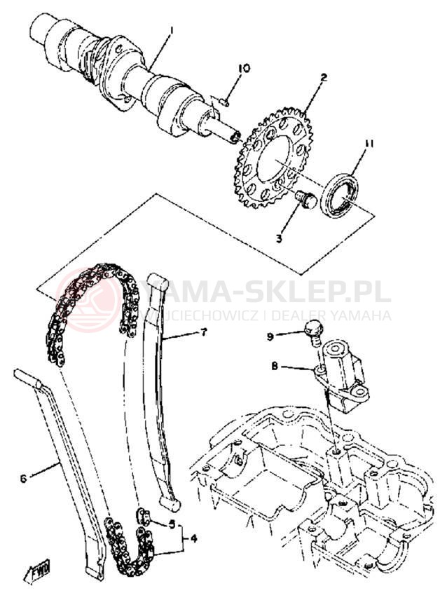 Schemat "Rozrząd - napinacz" do Yamaha XS400F