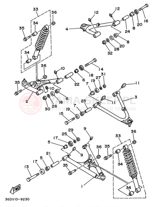 Schemat "Koło przód" do Yamaha WARRIOR YFM350XH