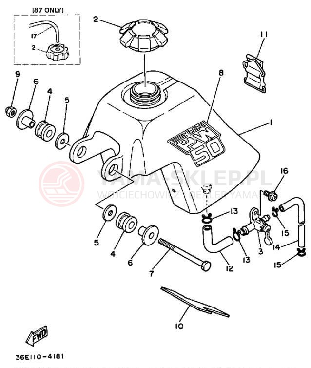 Schemat "zbiornik paliwa" do Yamaha Y-ZINGER PW50S