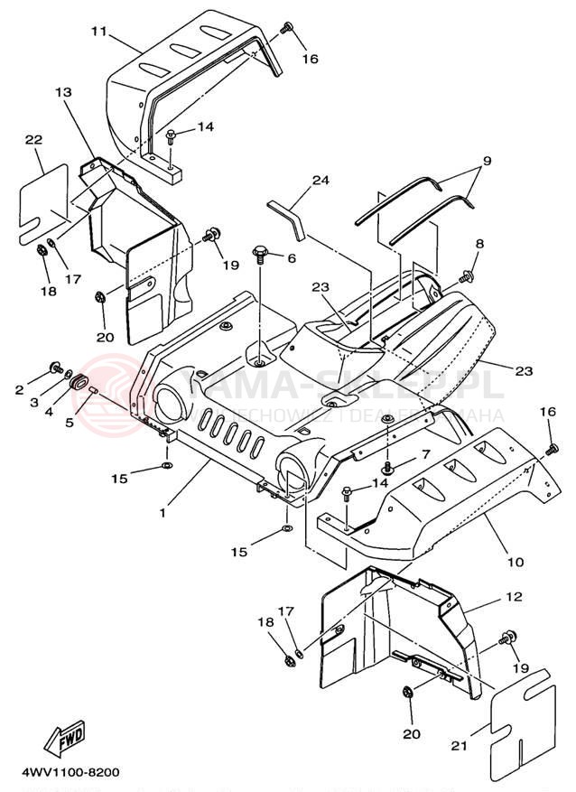 Schemat "Przedni błotnik" do Yamaha GRIZZLY YFM600FWAK/YFM600FWAK