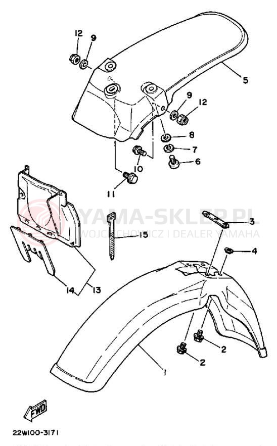 Schemat "błotnik" do Yamaha YZ80T