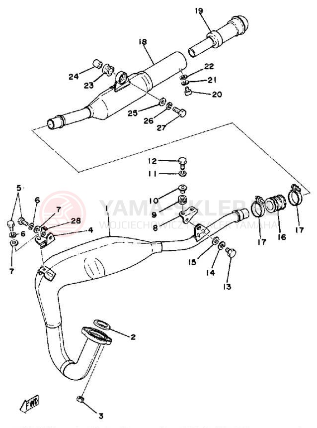Schemat "Wydech końcowy" do Yamaha DT175F