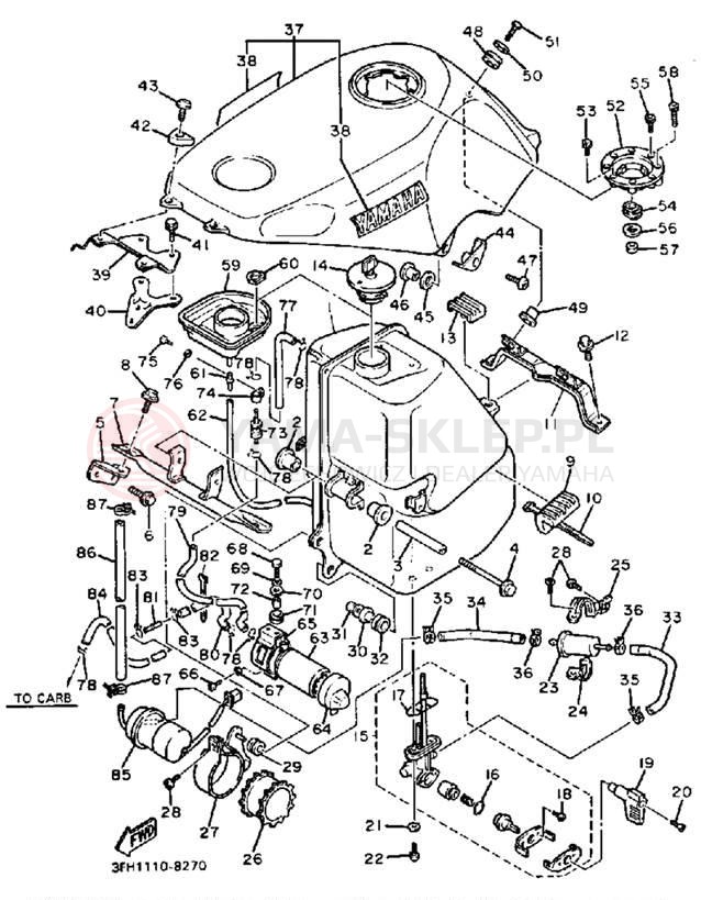 Schemat "zbiornik paliwa" do Yamaha FZR400SUC