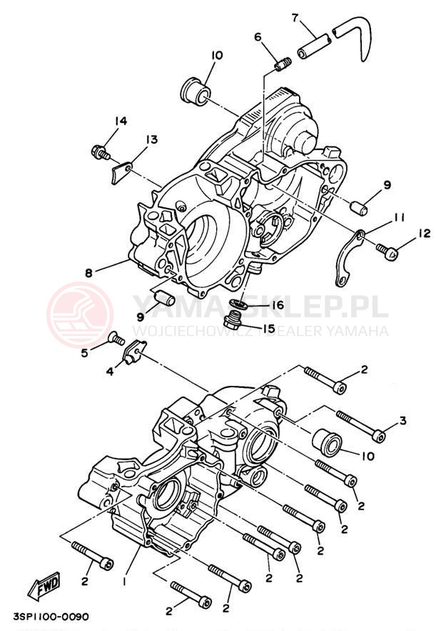 Schemat "Obudowa silnika" do Yamaha YZ250 YZ250K1