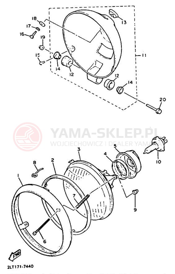 Schemat "Lampa przód" do Yamaha V-MAX 1200 VMX12D/VMX12DC