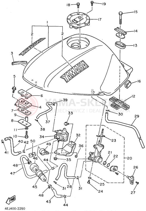 Schemat "zbiornik paliwa" do Yamaha SECA II XJ600SFC/XJ600SF