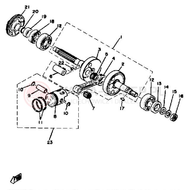 Schemat "Wał korbowy, tłok" do Yamaha LB802AE