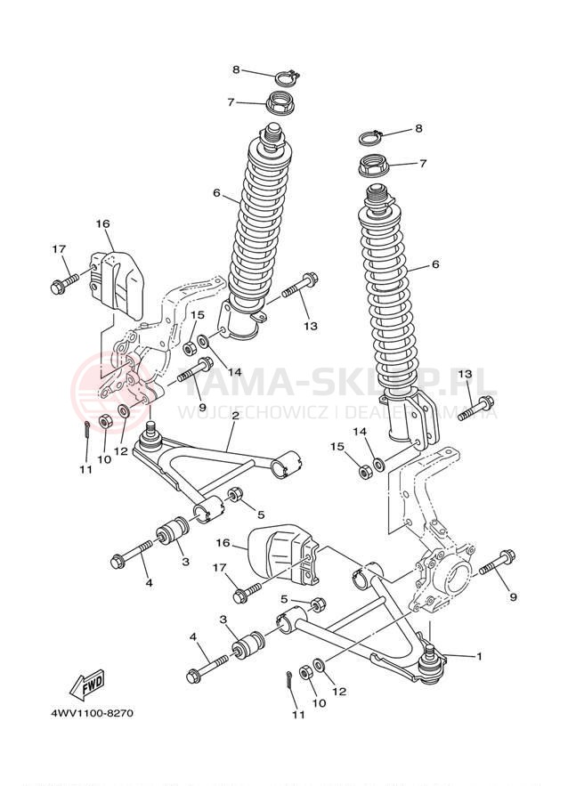 Schemat "Koło przód" do Yamaha GRIZZLY YFM600FM/YFM600FMC