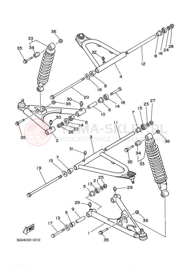 Schemat "Koło przód" do Yamaha BANSHEE YFZ350M