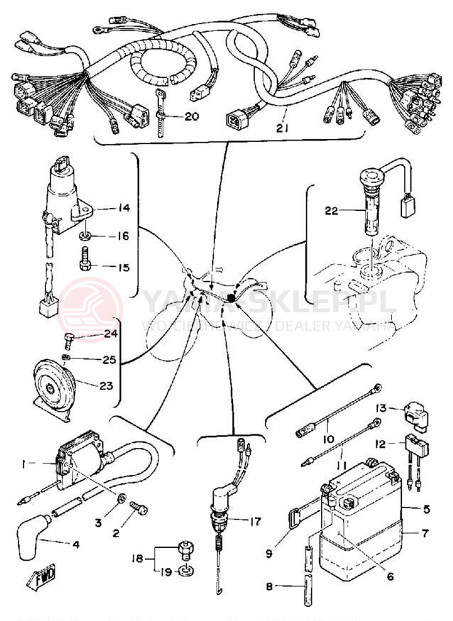 Schemat "układ elektryczny" do Yamaha DT175G
