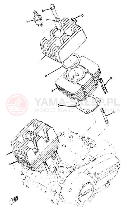 Schemat "głowica" do Yamaha RD250A