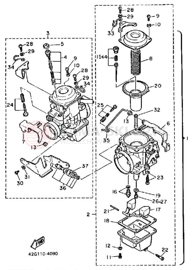 Schemat "Gaźnik" do Yamaha VIRAGO 1000 XV1000LC/XV1000L