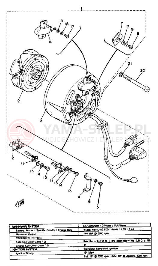 Schemat "Układ zapłonowy" do Yamaha XS650SH