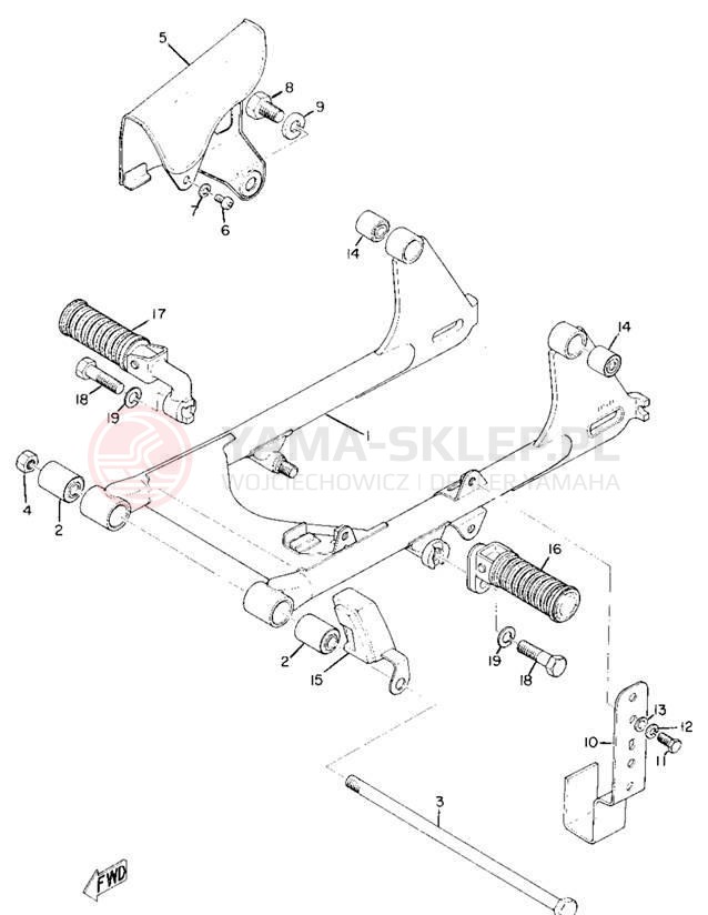 Schemat "Wahacz, osłona łańcucha" do Yamaha L5TA