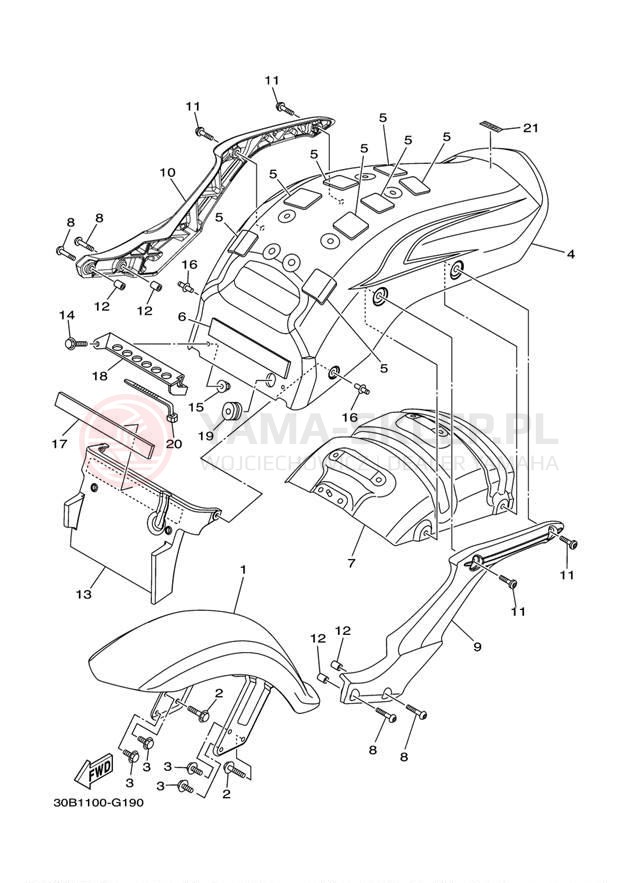 Schemat "błotnik" do Yamaha RAIDER XV19CXCR/XV19CXR