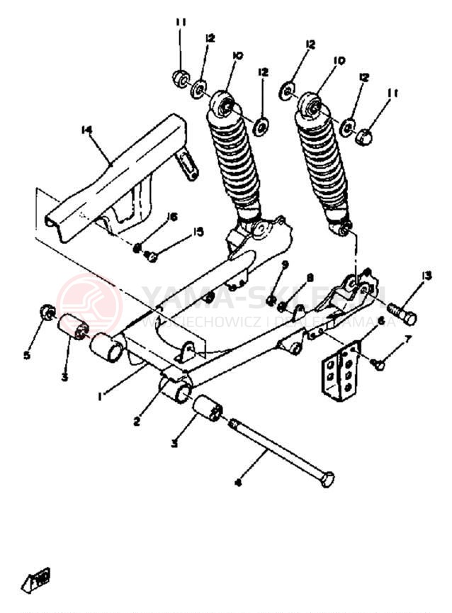 Schemat "Wahacz, osłona łańcucha" do Yamaha DT100G