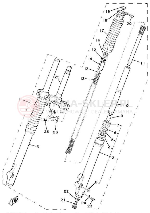 Schemat "Amortyzatory przód" do Yamaha MX175G