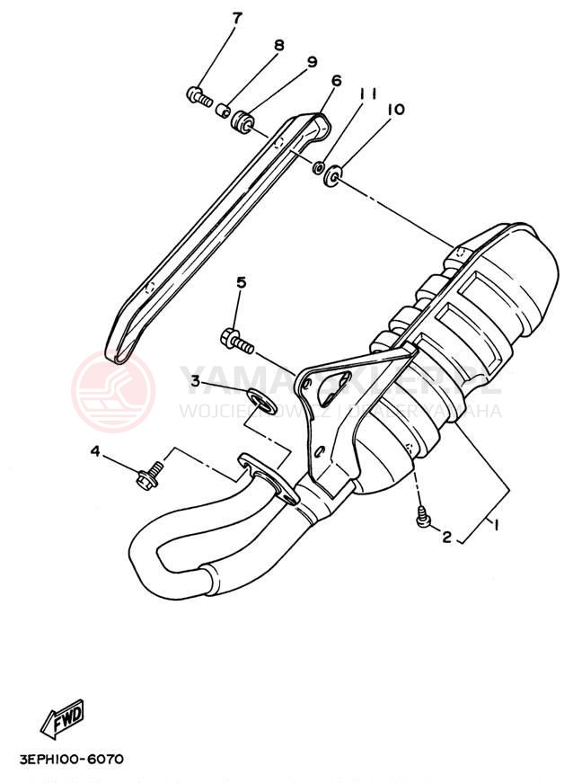 Schemat "Wydech końcowy" do Yamaha RAZZ SH50L