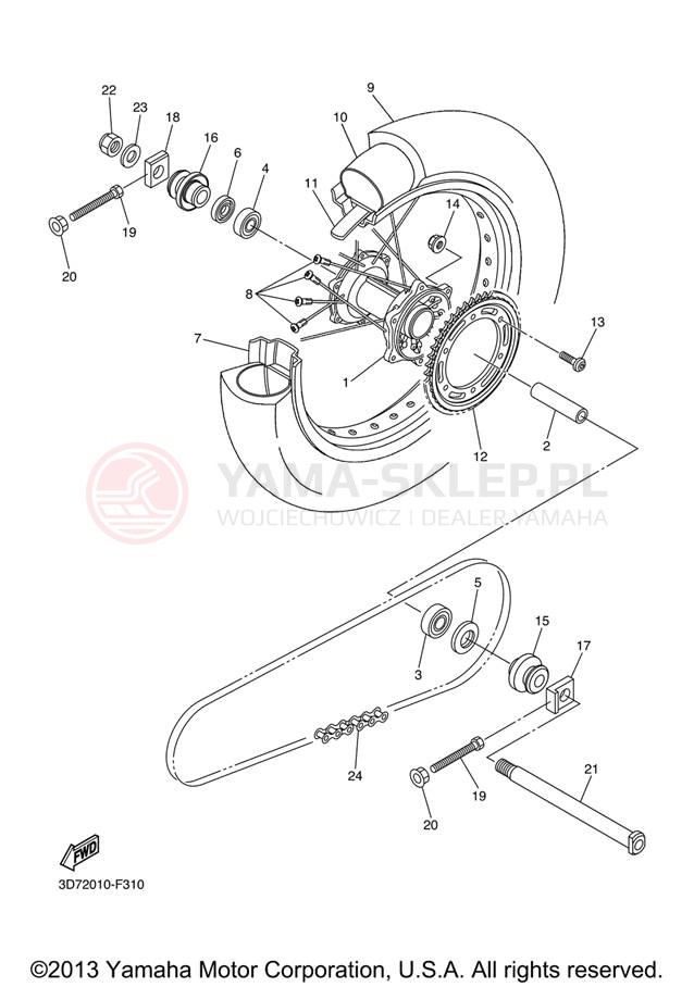 Schemat "Koło tył" do Yamaha WR250X WR25XXL/WR25XXCL