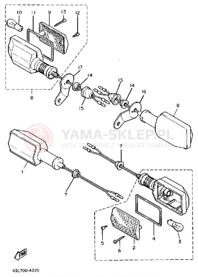 Schemat "kierunkowskazy" do Yamaha XT600UC/XT600U