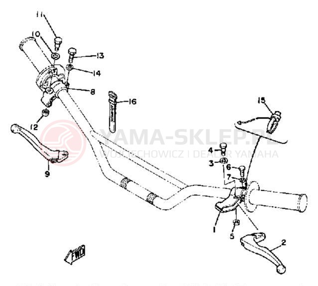 Schemat "Kierownica i osprzęt" do Yamaha YZ100G
