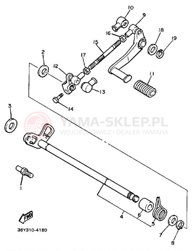 Schemat "Dźwignia zmiany biegów, wałek" do Yamaha FJ1100NC/FJ1100N